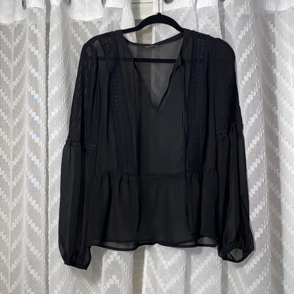 Sheer Black Express blouse, Large